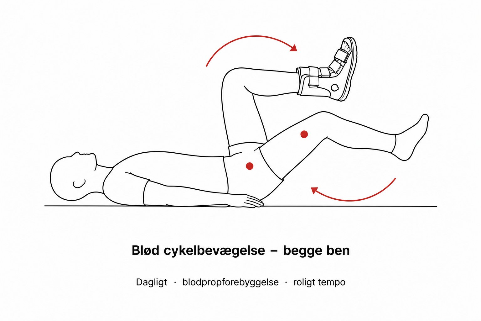 Person der laver rolig cykelbevægelse liggende