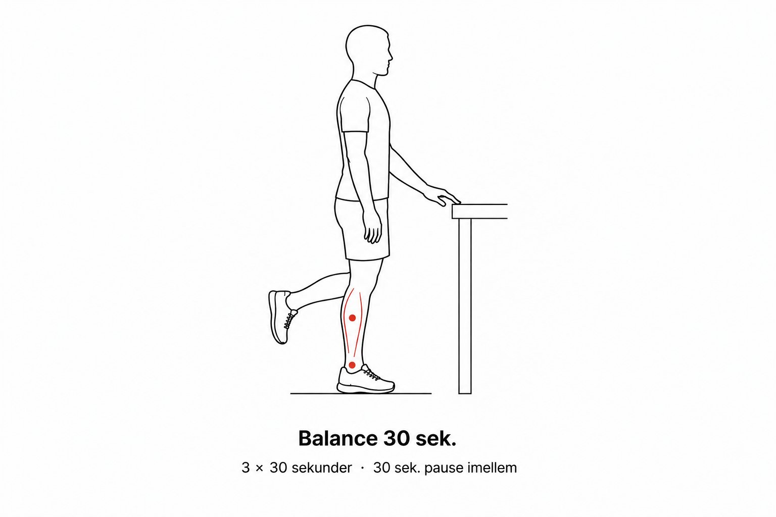 Person der træner balance på ét ben