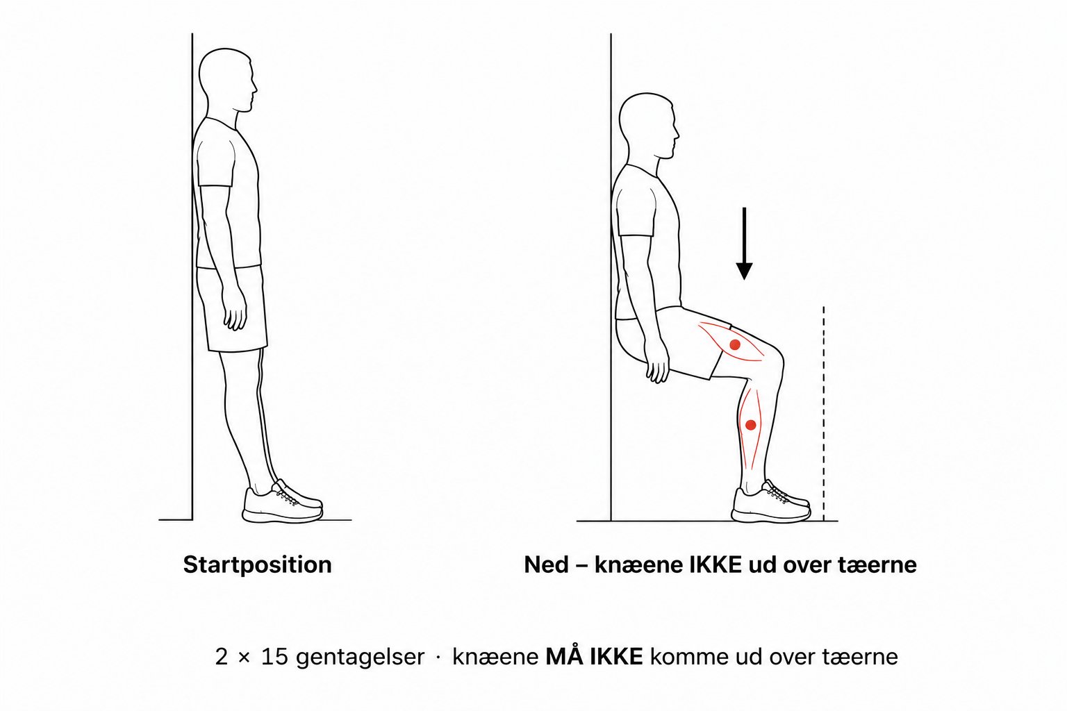 Person der laver squat mod væg