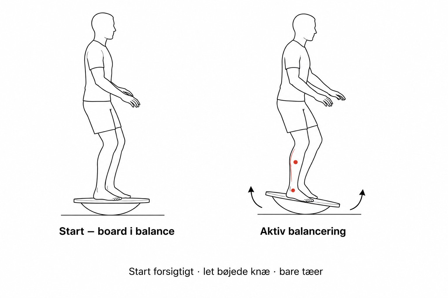 Person der træner balance på vippebræt
