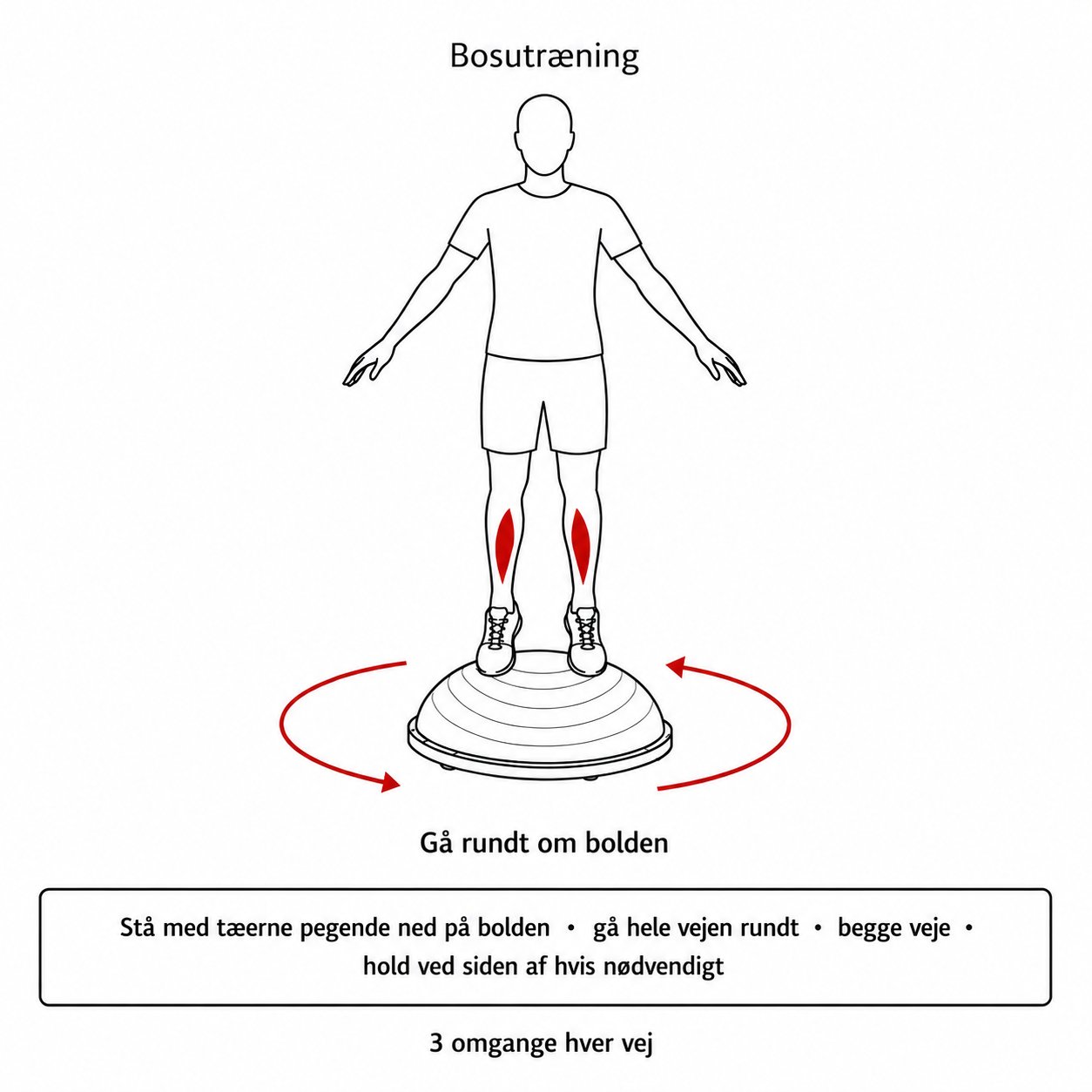 Person der træner balance ved at gå rundt om bosubold